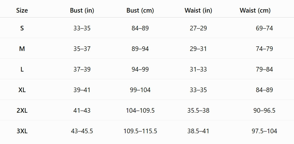 Size chart